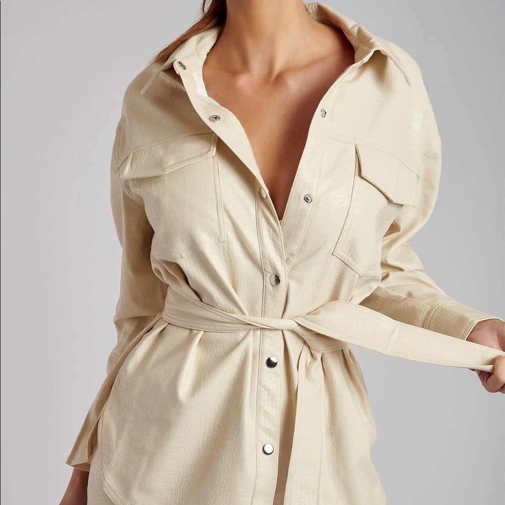 Meshki - Annabelle Croc Belted Overshirt - Cream